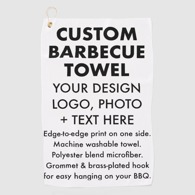 Custom Personalized Barbecue Towel, Hook & Grommet Golf Towel (Front)