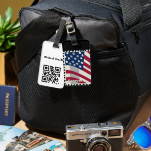 Custom personalized barcode ,USA flag Luggage Tag