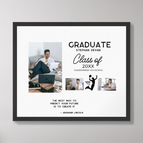 Custom Personalized Basketball Graduate Photo Framed Art