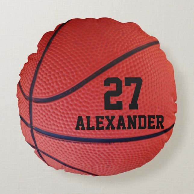 custom personalized Basketball Sports Team Round Pillow (Front)