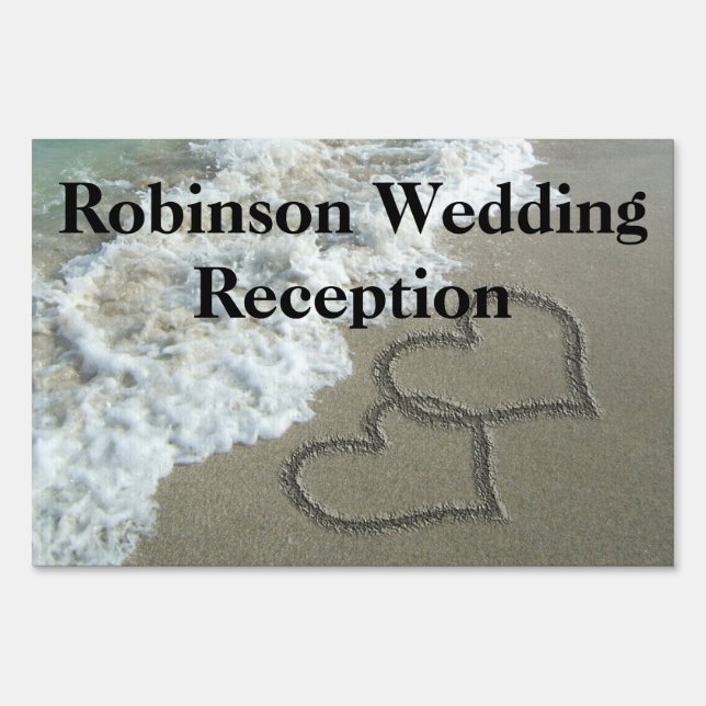 Custom Personalized Beach Wedding Reception Yard Sign (Front)