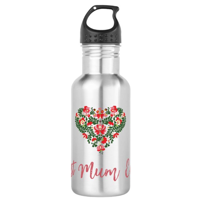 Custom Personalized Best Mum Ever Script Stainless Steel Water Bottle (Front)