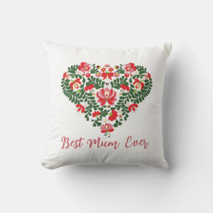 Custom Personalized Best Mum Ever Script text Throw Pillow