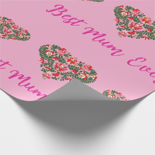 Custom Personalized Best Mum Ever Script Wrapping Paper (Corner)