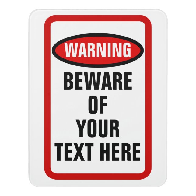 Custom Personalized Beware of Warning Door Sign (Contemporary Vert)