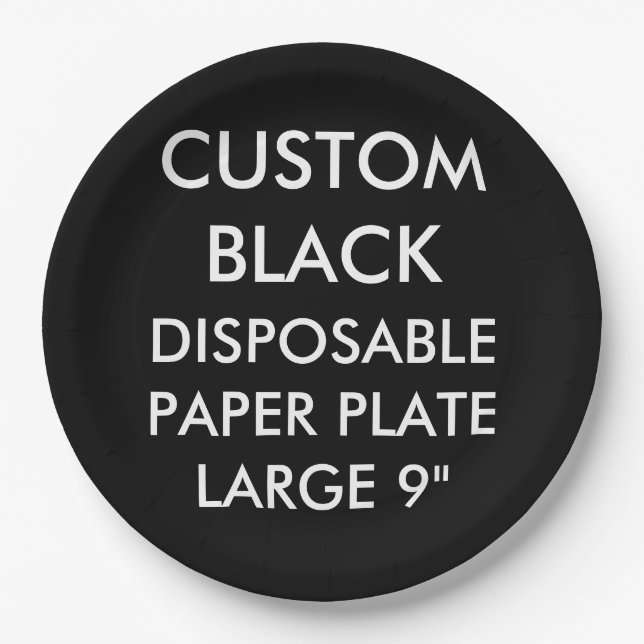 Custom Personalized Black Disposable Paper Plate (Front)
