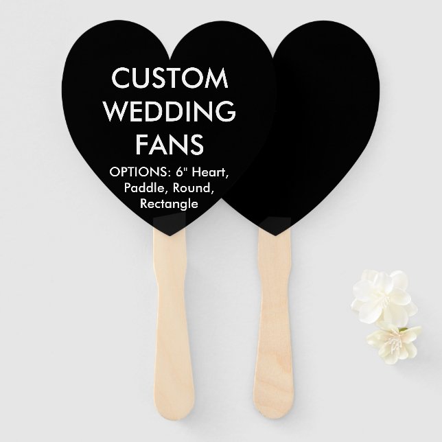 Custom Personalized BLACK HEART WEDDING FANS (Front and Back)