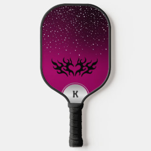 Custom Personalized Black, Pink & Silver Pickleball Paddle