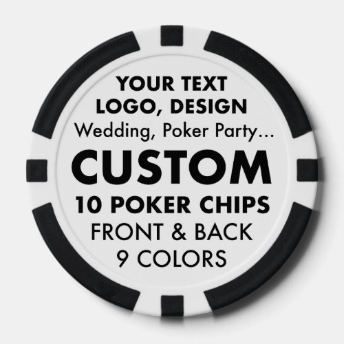 Custom personalized BLACK Poker Casino Chips 10