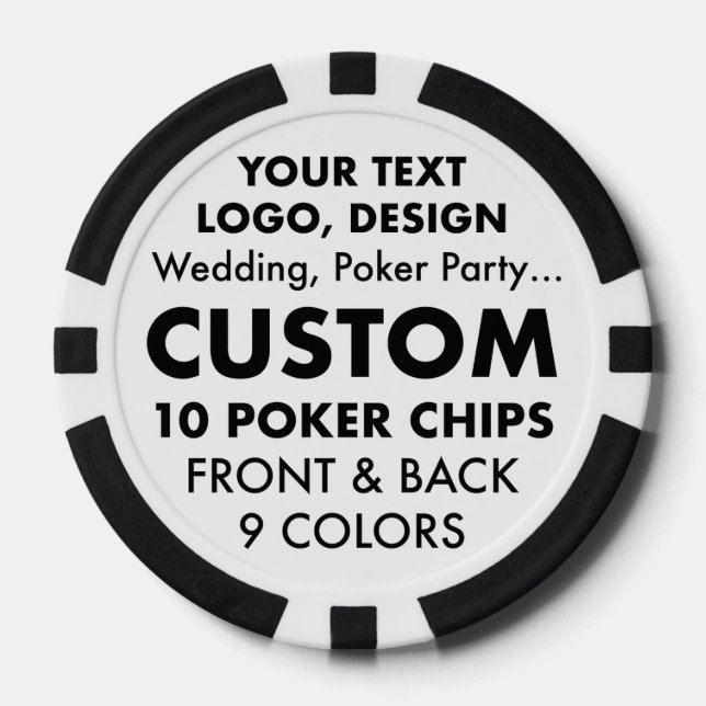Custom personalized BLACK Poker Casino Chips (10) (Front)