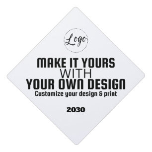 Custom Personalized Blank Template Black & White Graduation Cap Topper
