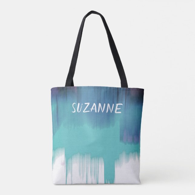 custom personalized blue abstract art  tote (Back)