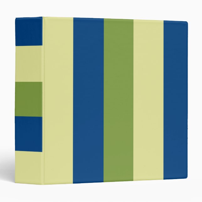 Custom Personalized Blue Green Cornsilk Stripes 3 Ring Binder (Front/Spine)