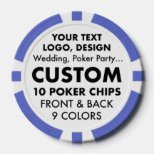 Custom personalized BLUE Poker Chips (9 colors)