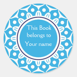 Custom Personalized Bookplates - Blue And White