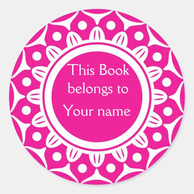 Custom Personalized Bookplates - Pink And White (Front)
