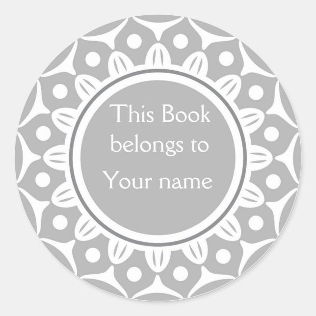 Custom Personalized Bookplates - Silver Gray (Front)