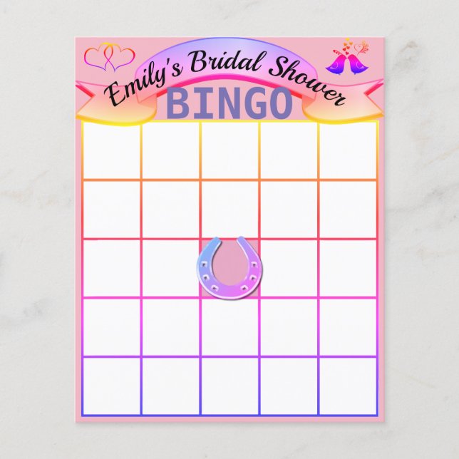 Custom Personalized Bridal Shower Bingo Cards Flyer (Front)