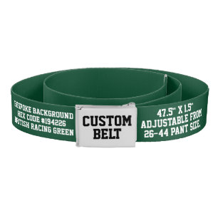 Custom Personalized BRITISH RACING GREEN Belt