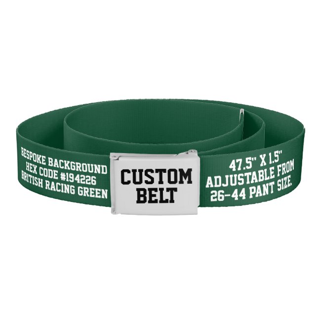 Custom Personalized BRITISH RACING GREEN Belt (Coil)