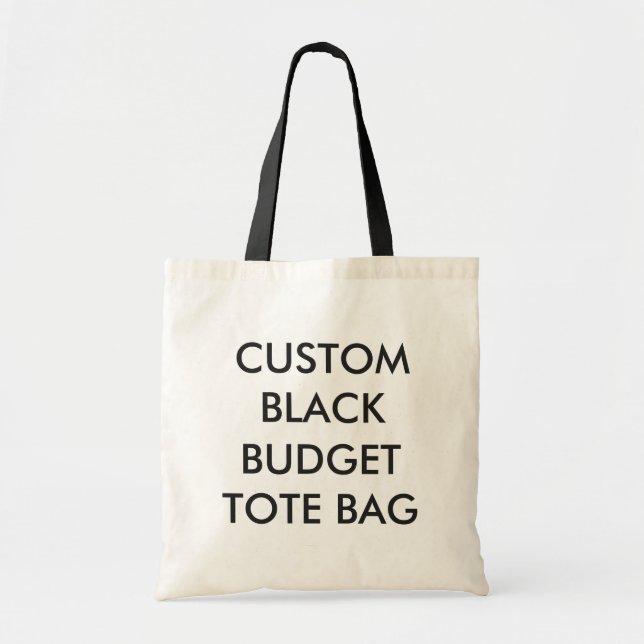 Custom Personalized Budget Tote Bag, BLACK Handles (Front)