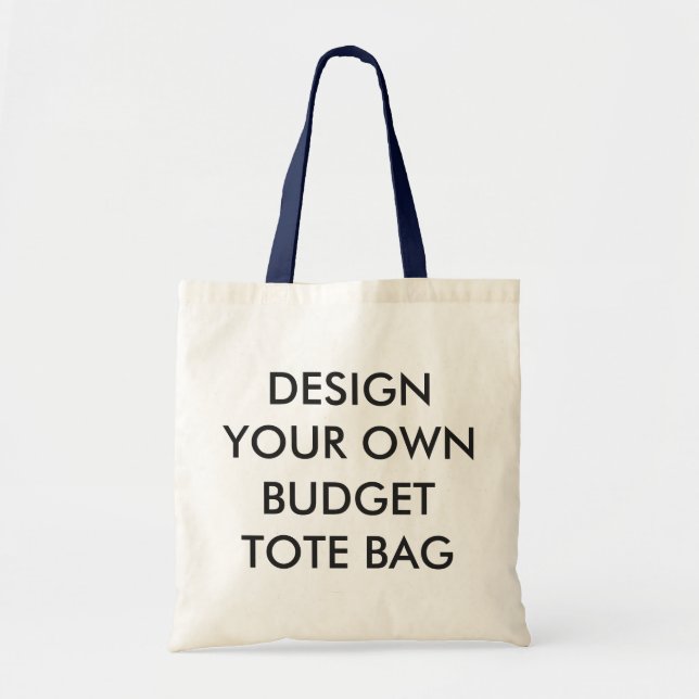 Custom Personalized Budget Tote Bag - NAVY Handles (Front)