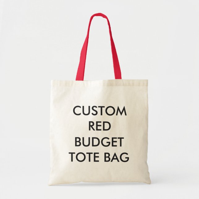 Custom Personalized Budget Tote Bag - RED Handles (Front)