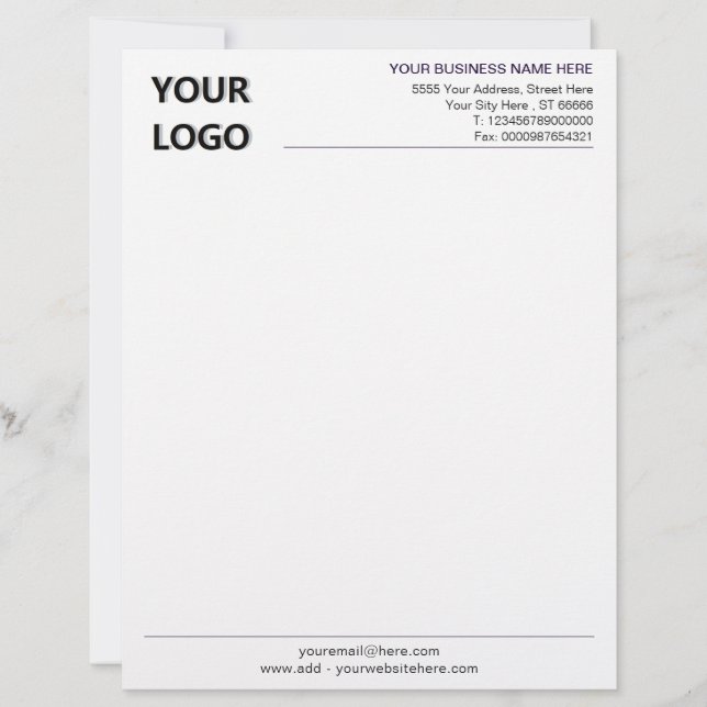 Custom Personalized Business Letterhead with Logo (Front)