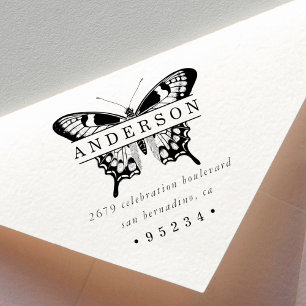 Custom Personalized Butterfly Bold Name & Address Rubber Stamp