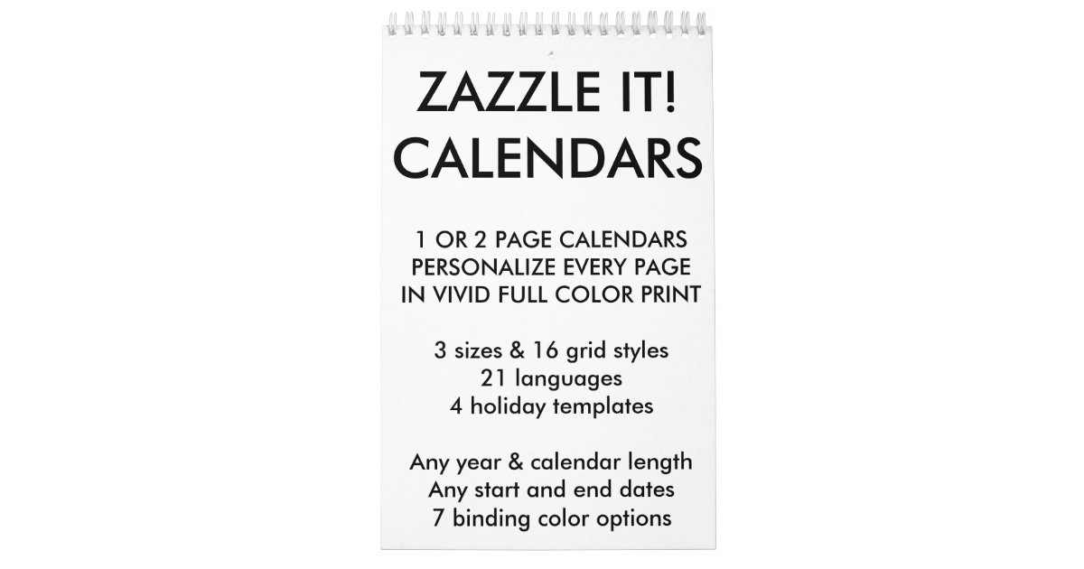 Custom Personalized Calendar Blank Template Zazzle com