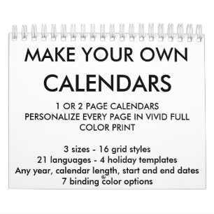 Custom Personalized Calendar Blank Template