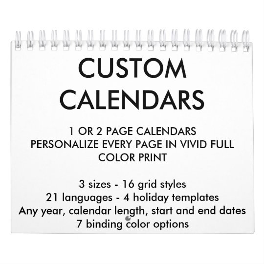 Custom Personalized Calendar Blank Template | Zazzle.com