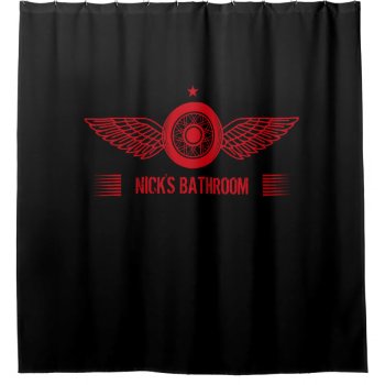 Custom Personalized Car Bike Winged Logo Any Color Shower Curtain by HydrangeaBlue at Zazzle