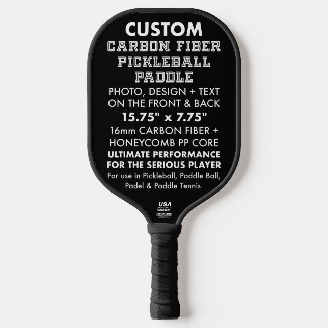Custom Personalized Carbon Fiber Paddleball Paddle (Front)