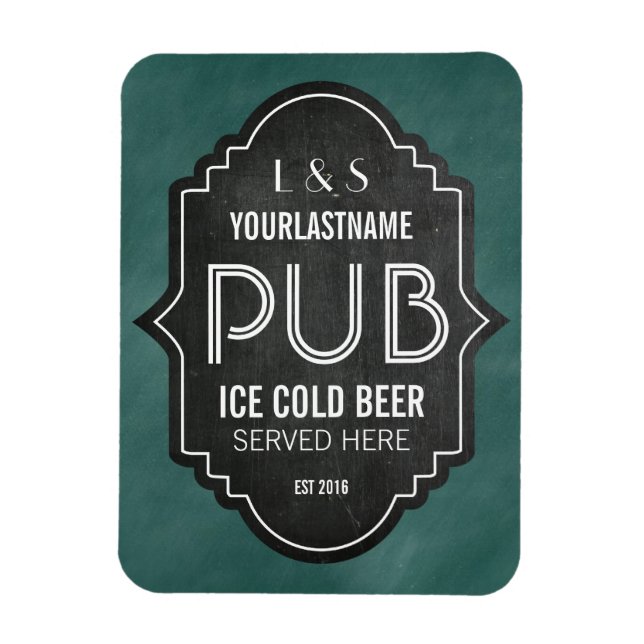 Custom Personalized Chalkboard Pub Sign Magnet (Vertical)