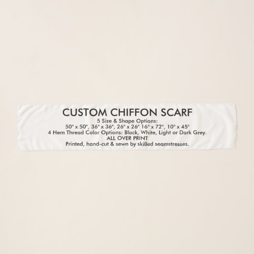 Custom Personalized CHIFFON SCARF _ 10 x 45