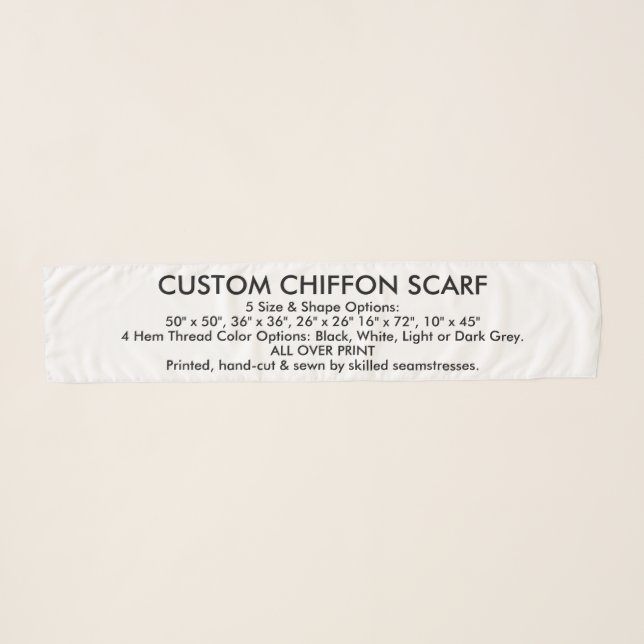 Custom Personalized CHIFFON SCARF - 10" x 45" (Front (Horizontal))