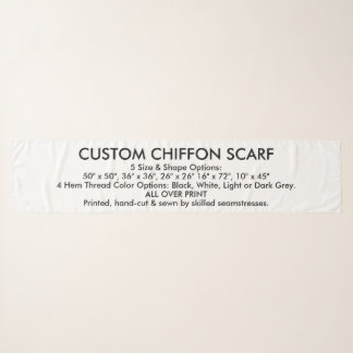 Custom Personalized CHIFFON SCARF - 16" x 72"