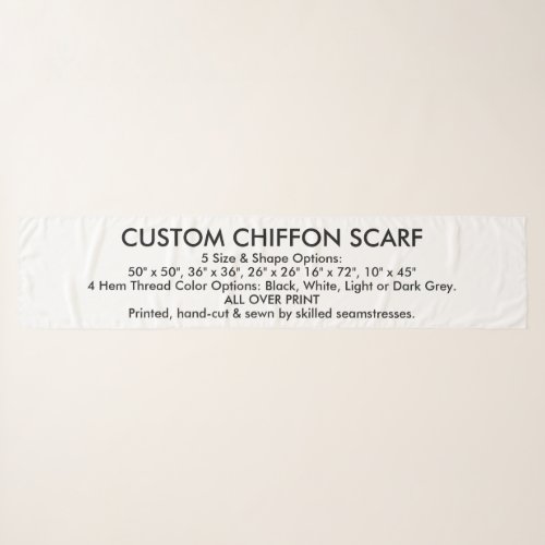 Custom Personalized CHIFFON SCARF _ 16 x 72