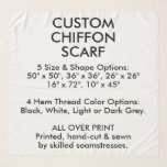 Custom Personalized CHIFFON SCARF - LARGE 50"x50"<br><div class="desc">Custom personalized ALL OVER PRINT LARGE 50" x 50" SQUARE CHIFFON SCARF blank template. Your scarf is printed, hand-cut and sewn by skilled seamstresses. Choose from 4 different hem finishing thread colors. Lightweight chiffon fabric allows print to be visible on both sides. Five scarf shape and size options: 50" x...</div>