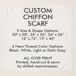 Custom Personalized CHIFFON SCARF - LARGE 50"x50"