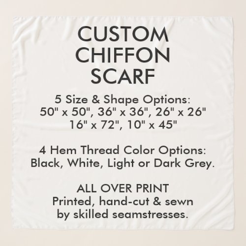 Custom Personalized CHIFFON SCARF _ LARGE 50x50