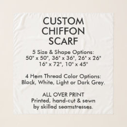 Custom Personalized CHIFFON SCARF - MED. 36" x 36"