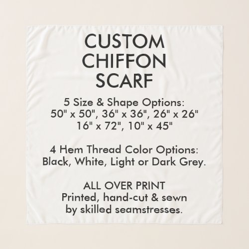 Custom Personalized CHIFFON SCARF _ MED 36 x 36