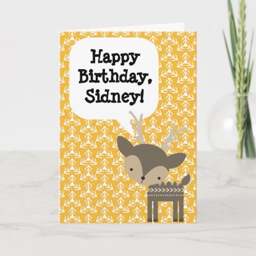 Custom Personalized Childrens Birthday Card Deer