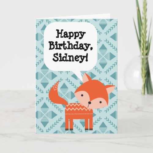 Custom Personalized Childrens Birthday Red Fox Card