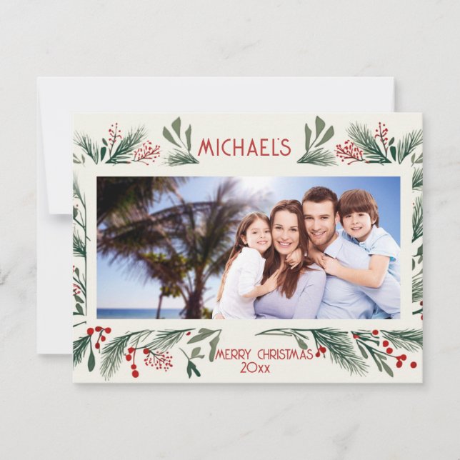 Custom Personalized Christmas Card, X-mas Photo Holiday Card (Front)