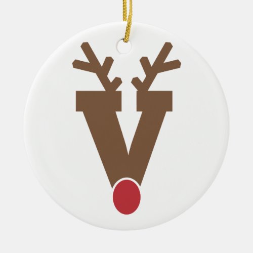 Custom Personalized Christmas Ornament Letter V