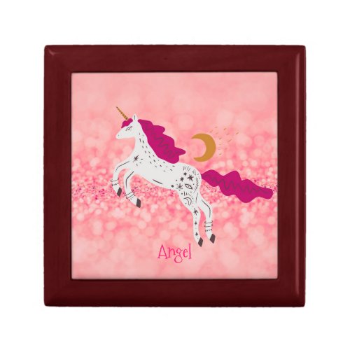 Custom Personalized Christmas Pink Glitter Jewelry Gift Box