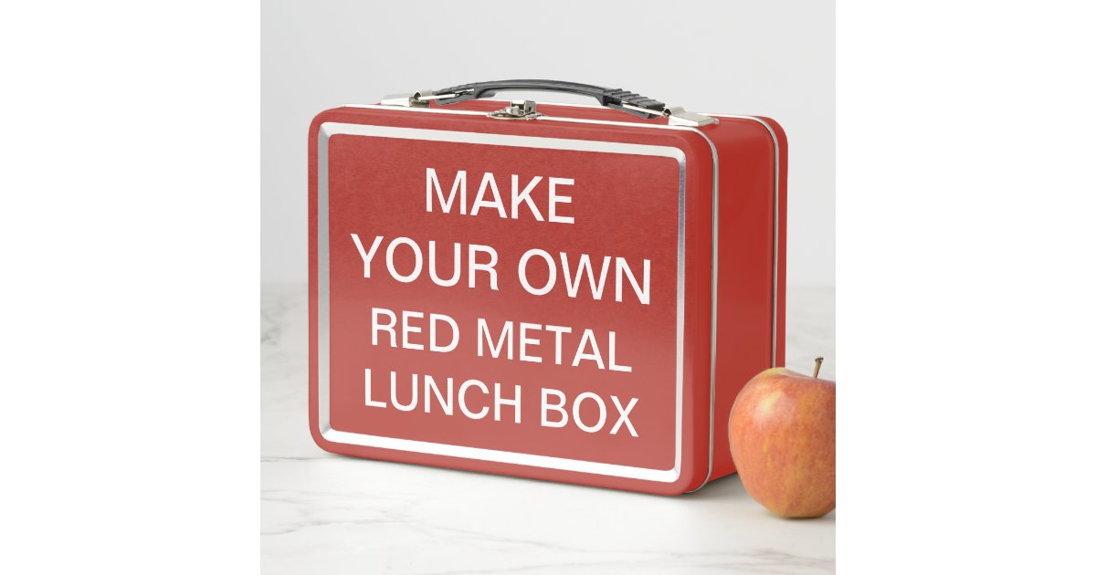 Custom Personalized Classic RED Metal Lunch Box | Zazzle